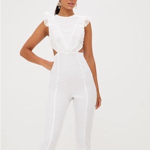 Pretty Little Thing White Mesh Jumpsuit